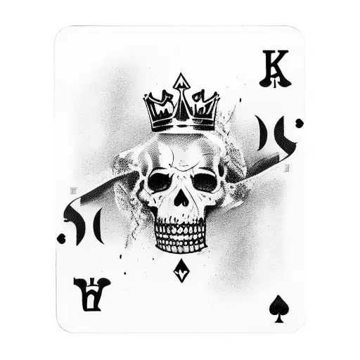 suicide king playing card bottm half decayed with pistol and tactical gear  tattoo design idea