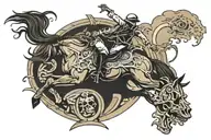 horse jumping,skull tattoo design idea