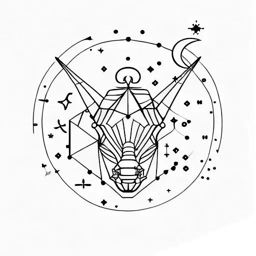 A simple yet enchanting tattoo featuring the Capricorn and Virgo constellations within a cosmic setting tattoo design idea