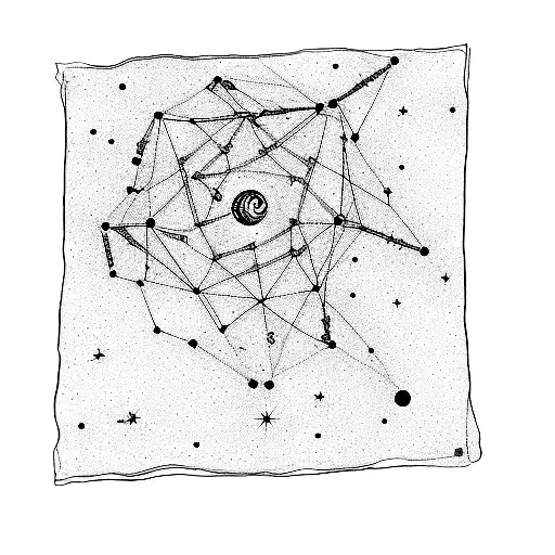 a constellation of capricorn and virgo in a galaxy tattoo design idea