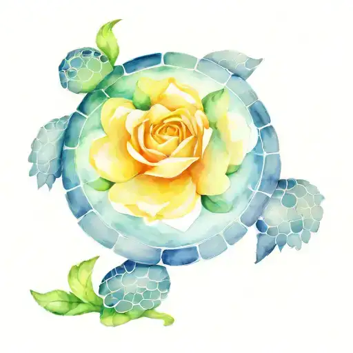 turtle with flower as it's shell friends tattoo design idea