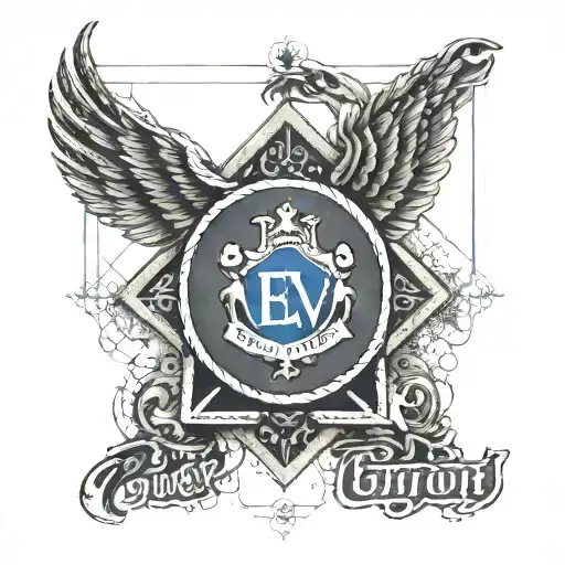 An intricate tattoo design featuring the Everton logo intertwined with a sales graph to symbolize your passion for football and occupation tattoo design idea