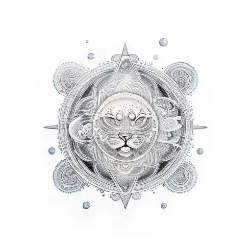 massage meditation mindfulness forest ocean moon tattoo design idea