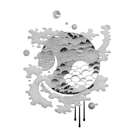 japanese moon sea meditation mindfulness friendship tattoo design idea