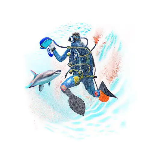 Scuba diver in the ocean  tattoo design idea