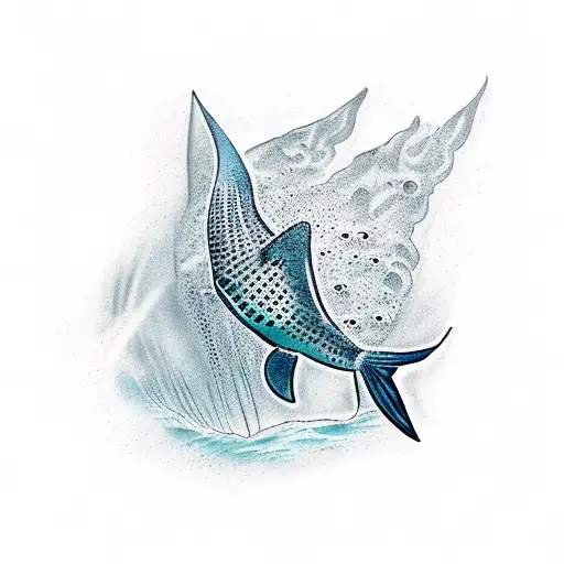 Scuba diver in the ocean with eagle ray tattoo design idea