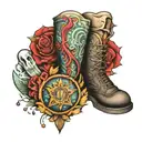 medication patch work leg sleeve tattoo design idea