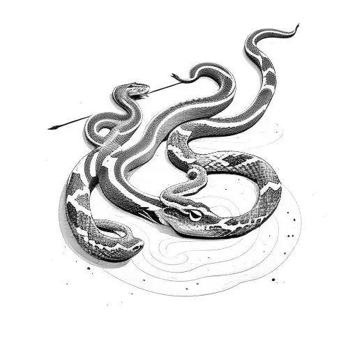 A Japanese warrior and a snake around his neck tattoo design idea