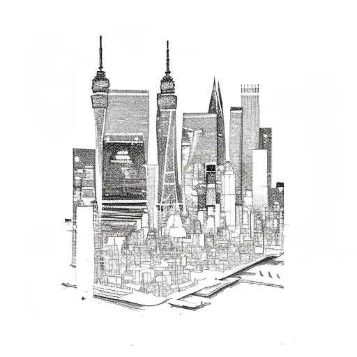 new york, san fransisco, las vegas, taipei, toronto city skyline tattoo design idea