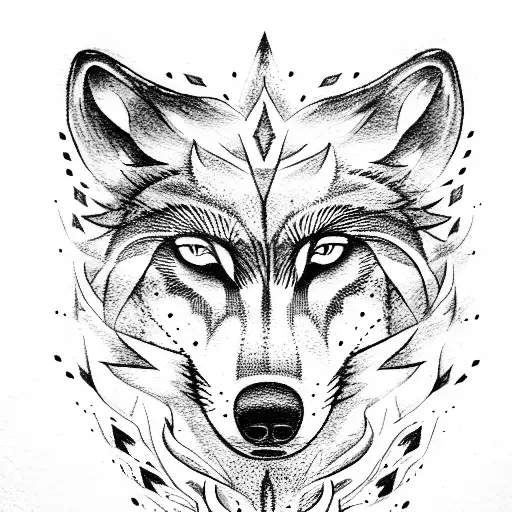 the wolf runs after the car tattoo design idea