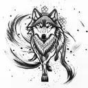 the wolf runs after the car tattoo design idea