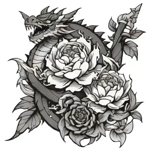 overwatch shimada dragons with peony tattoo design idea