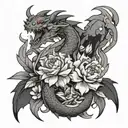 overwatch shimada dragons with peony tattoo design idea
