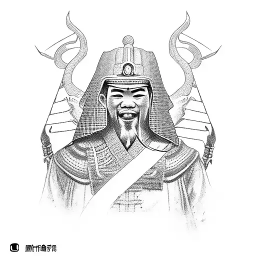 Chinese hell judge fighting an Egyptian Seth tattoo design idea