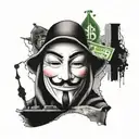 anonymous with $ symbol together tattoo design idea
