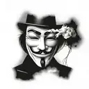 anonymous with $ symbol together tattoo design idea