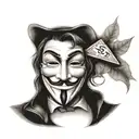 anonymous with $ symbol together tattoo design idea