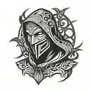 anonymous hooded man tattoo design idea
