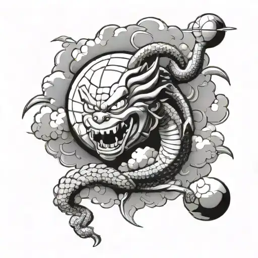 Baskeball & dragon ball z clouds tattoo design idea