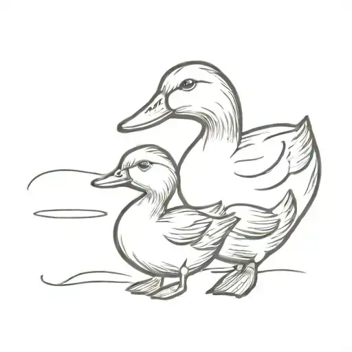 duck and duckling tattoo design idea