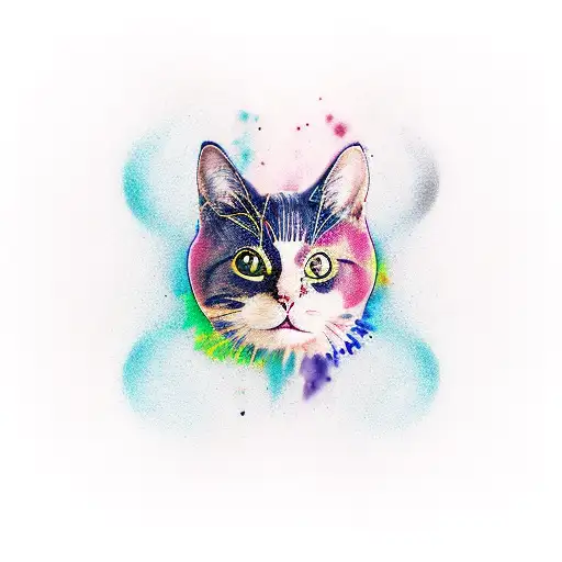 cat with blueberry tattoo design idea