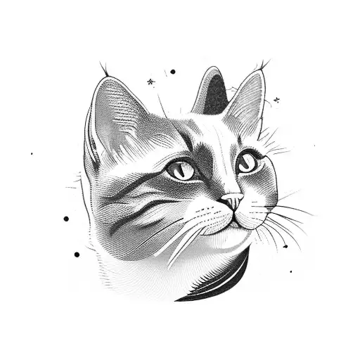 cat with blueberry tattoo design idea