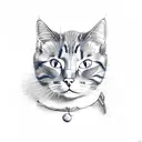 cat with blueberry tattoo design idea