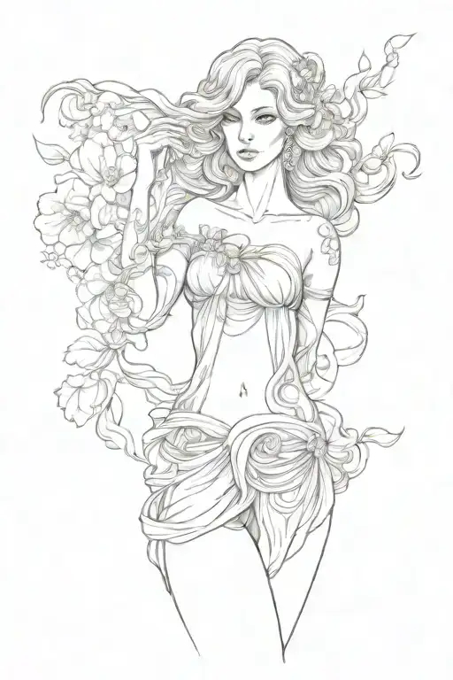 full body Aphrodite realistic beautiful girl shoulder tattoo tattoo design idea