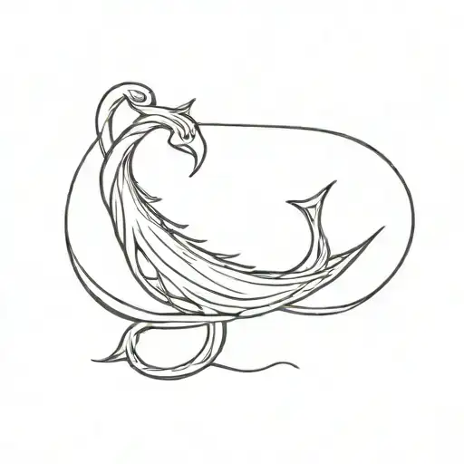 ocean fishing hook intertwined tattoo design idea