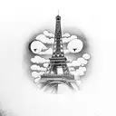 Eiffel Tower, Wedding, Stairs, Sky, Clock, 3 Little Birds, Lion tattoo design idea