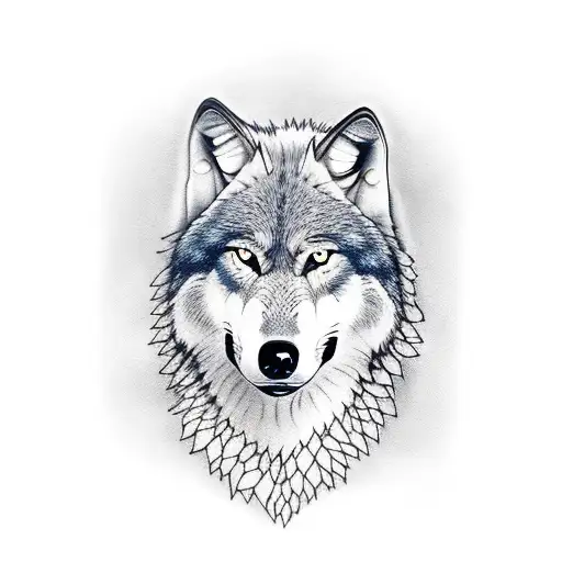 Wolf growling tattoo design idea