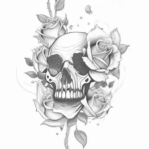 "Great Start" surrounded by roses, skulls, flowers and a pencil tattoo design idea
