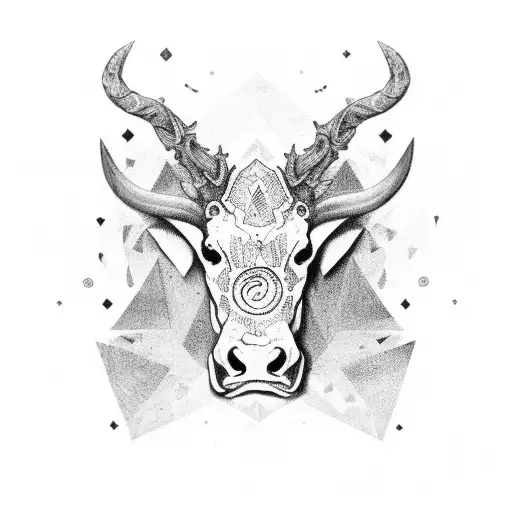 Un toro del signo Tauro enojado y con un corazón verde y rojo tattoo design idea