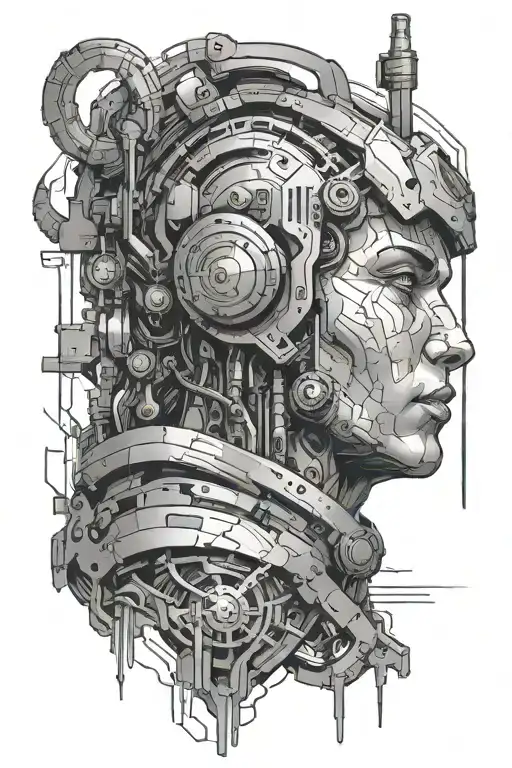atlas god as cyberpunk tattoo design idea