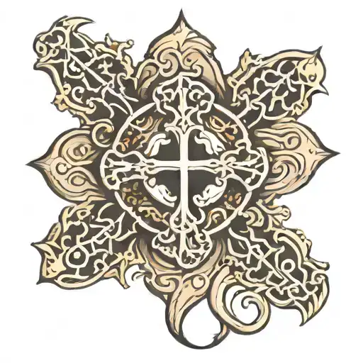 holy cross around thumb tattoo design idea