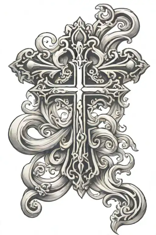 thumb cross surrounded tattoo design idea