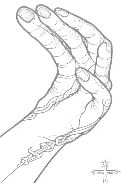 cross around the thumb  tattoo design idea