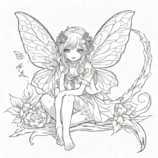 fairy girl anime  tattoo design idea