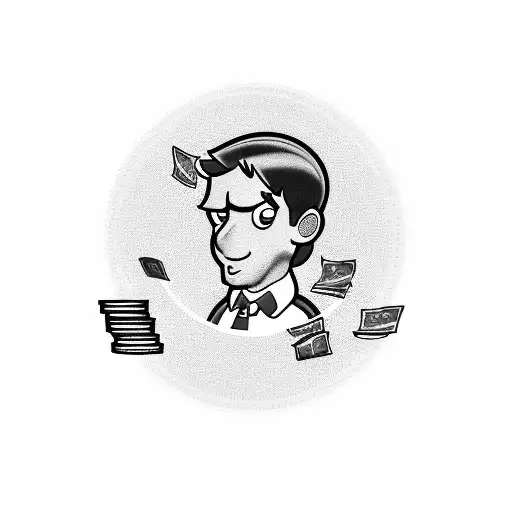 A stack of money with Timmy Turner's face on each bill tattoo design idea