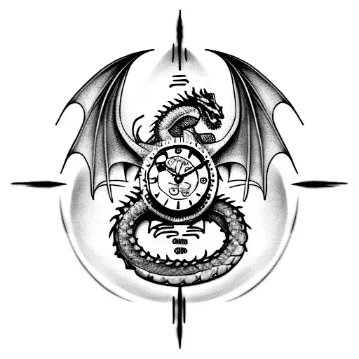 dragon + Capricorn + WORLD + sand clock tattoo design idea