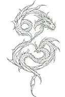 symmetrical tattoo of two dragons with intertwined tails tattoo design idea