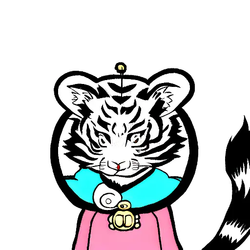 Moon cherry blossom tiger tribal  tattoo design idea