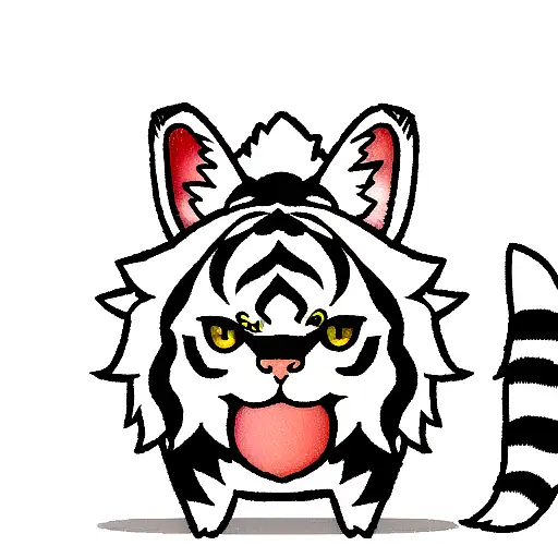 Moon cherry blossom tiger tribal  tattoo design idea