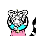 Moon cherry blossom tiger tribal  tattoo design idea
