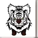 Moon cherry blossom tiger tribal  tattoo design idea