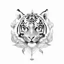 Moon leaf tiger tribal  tattoo design idea