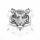 Moon leaf tiger tribal  tattoo design idea