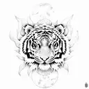 Moon leaf tiger tribal  tattoo design idea