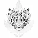 Moon leaf tiger tribal  tattoo design idea