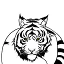 Moon cherry blossom tiger tribal  tattoo design idea